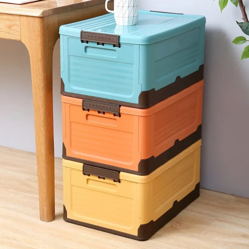 1pc Foldable Storage Box Wardrobe Storage Box Large Capacity For Toy Clothes Snacks Books Shoes Plastic Box For Car Household SuperFye 1pc blue SuperFye