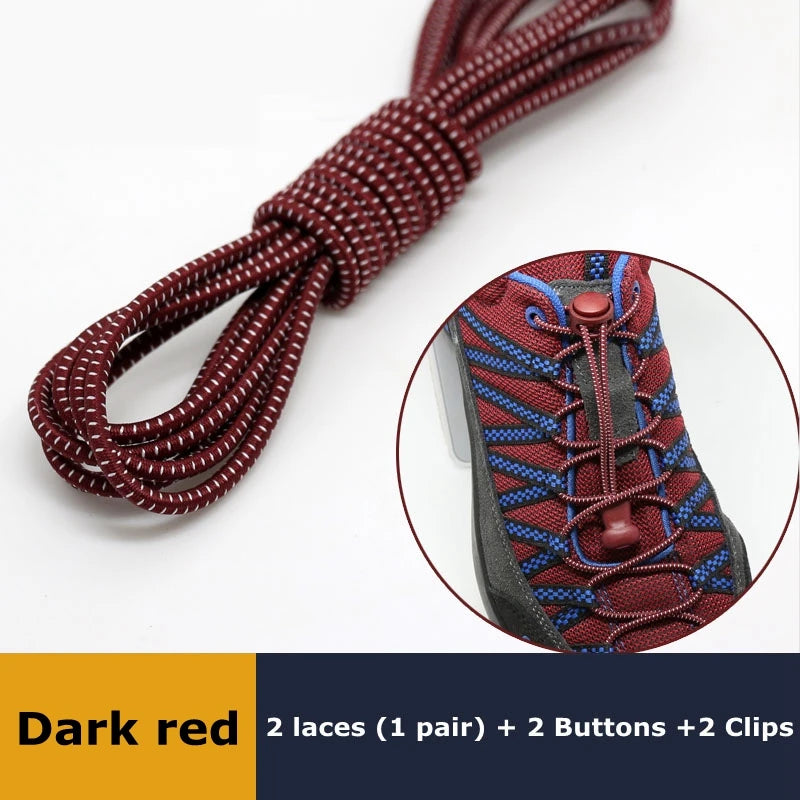 1Pair Shoelaces for Sneaker Elastic No Tie Shoe Laces Stretching Lock Lazy Laces Quick Rubber Shoelace Round Shoestrings SuperFye Dark red SuperFye