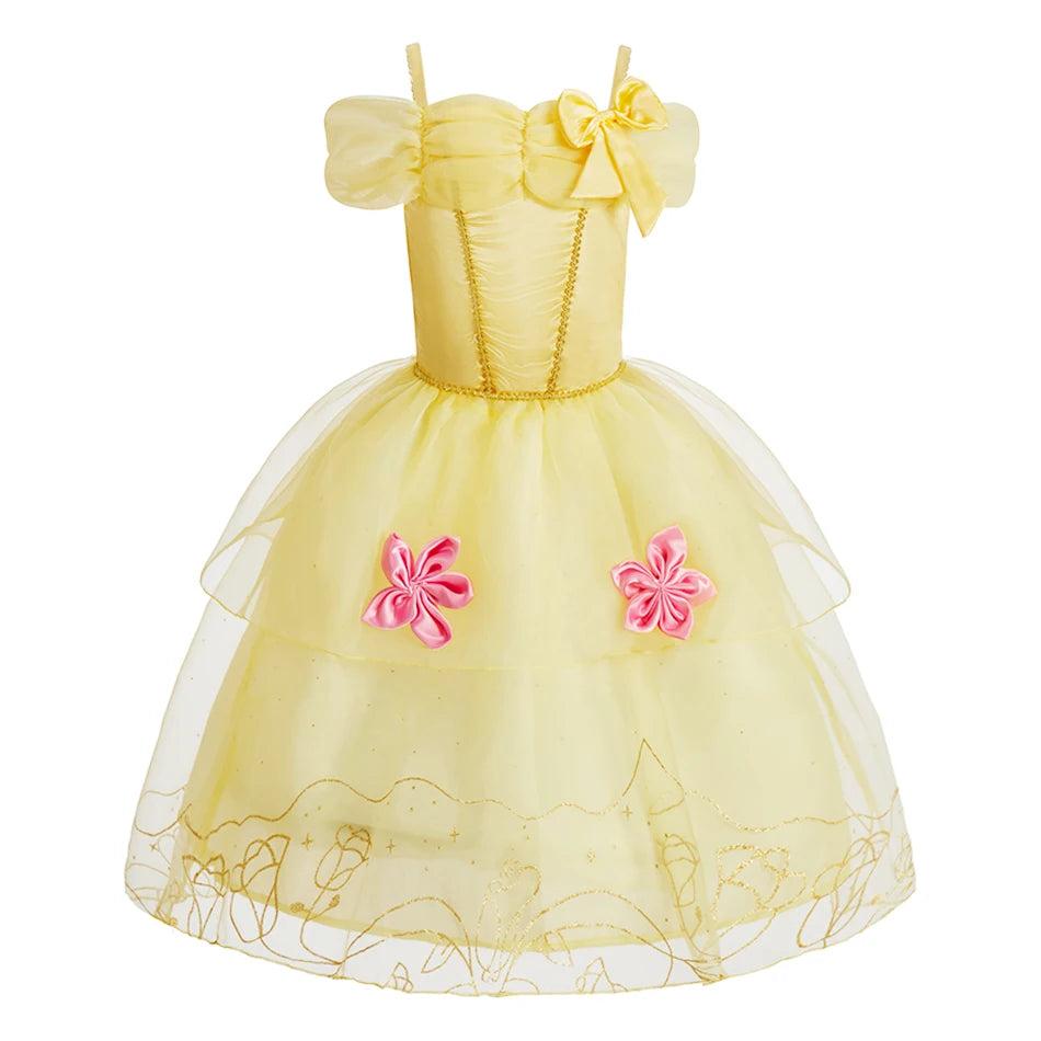 Girls Princess Dress Kids Cinderella Snow White Aurora Sofia Rapunzel Cinderella Halloween Costume Children Birthday Party Dress SuperFye DB04 / 3 Years SuperFye