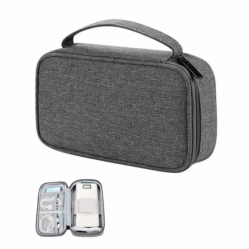 Electronics Travel Organizer Portable USB Flash Drives Accessories Case Dustproof Cord & Phone Storage Bag SuperFye Grey SuperFye