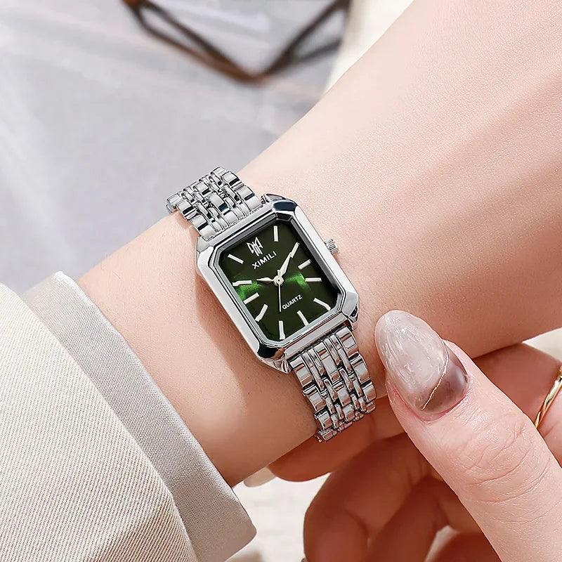 2025 Hot Brand Stainless Steel Strap Watch Women Luxury Gift Quartz Wristwatch Student Fashion Simple Square Quartz Watches SuperFye SLGN SuperFye