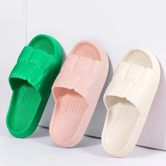 Women Soft Sole Cloud Slippers Thick Platform Indoor Outdoor Beach Sandals Summer EVA Non Slip Flip Flops SuperFye White / 38-39 SuperFye