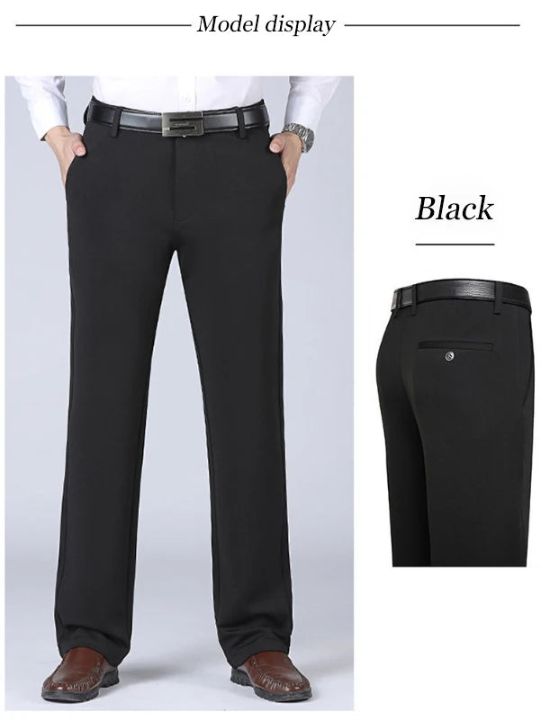 Men's Trousers Summer Thin Business Casual Pants Classic Solid Color Elastic Comfortable Loose Straight Brand Men's Wear SuperFye TLK Black / 40 SuperFye