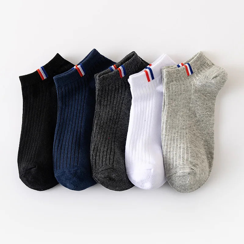 5/10/20 Pairs Of Thin Summer Blending Boat Socks Plain Color Mens Casual Socks Breathable Sweat Absorbing Calibration Socks SuperFye 5 Pairs Mixed Colors / ONE SIZE 38-43 SuperFye