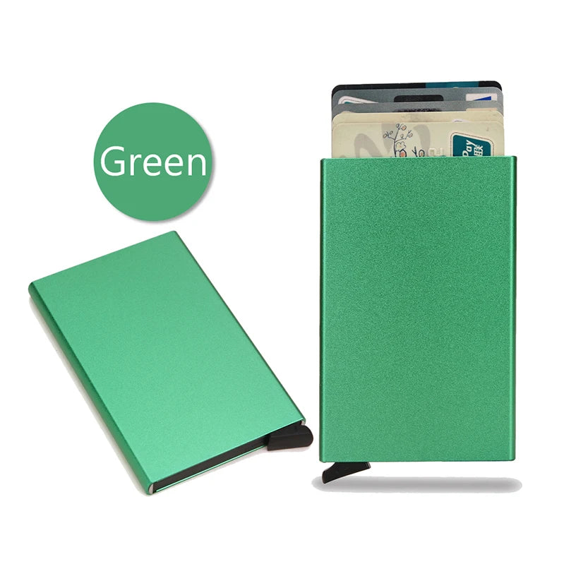 Rfid Smart Wallet Card Holder Metal Thin Slim Men Women Wallets Pop Up Minimalist Wallet Small Black Purse Vallet Walets for Men SuperFye Green SuperFye