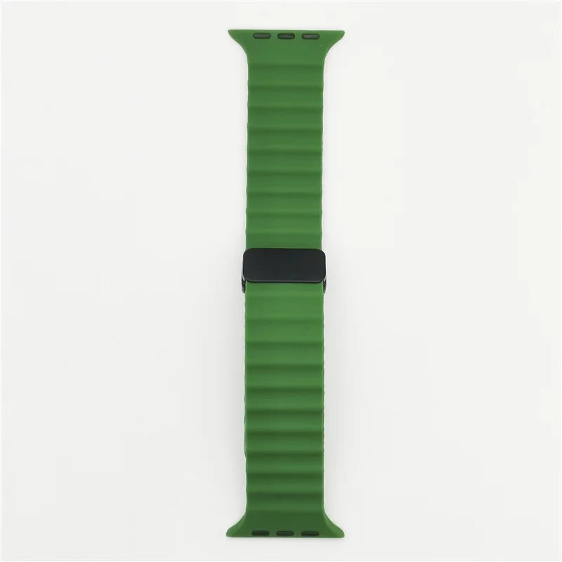 Magnetic Buckle Strap For Apple Watch Band Ultra 2 49mm 45mm 44mm 40mm 41mm 38 42mm Silicone Bracelet iWatch Series 7 6 3 se 8 9 SuperFye Green / 38mm 40mm 41mm SuperFye