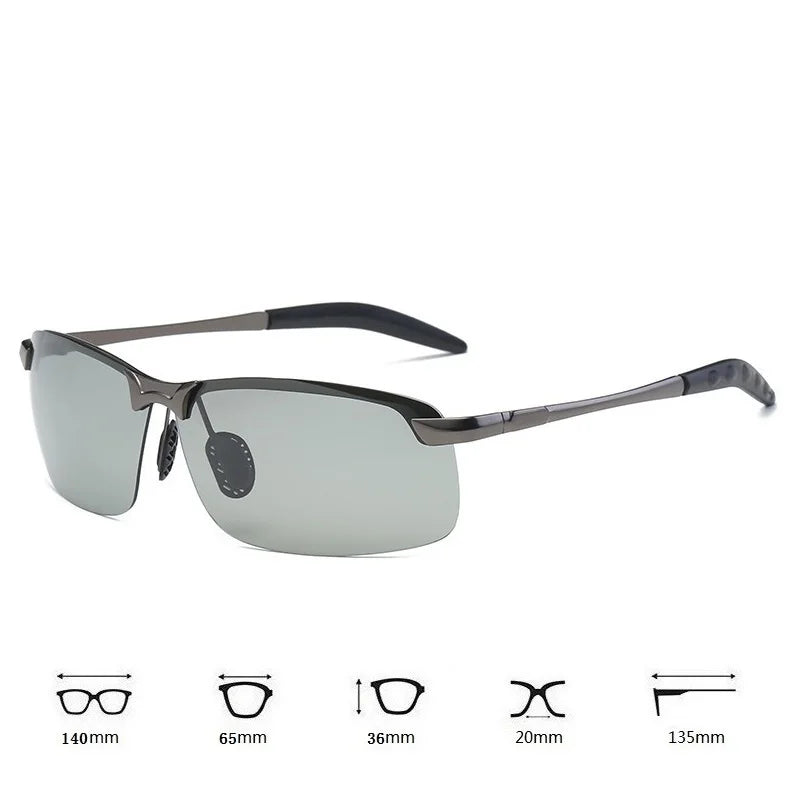 Men Photochromic Polarized Sunglasses Driving Fishing Chameleon Glasses Change Color Sun Glasses Day Night Vision UV400 Eyewear SuperFye SILVER - CHAMELEO SuperFye