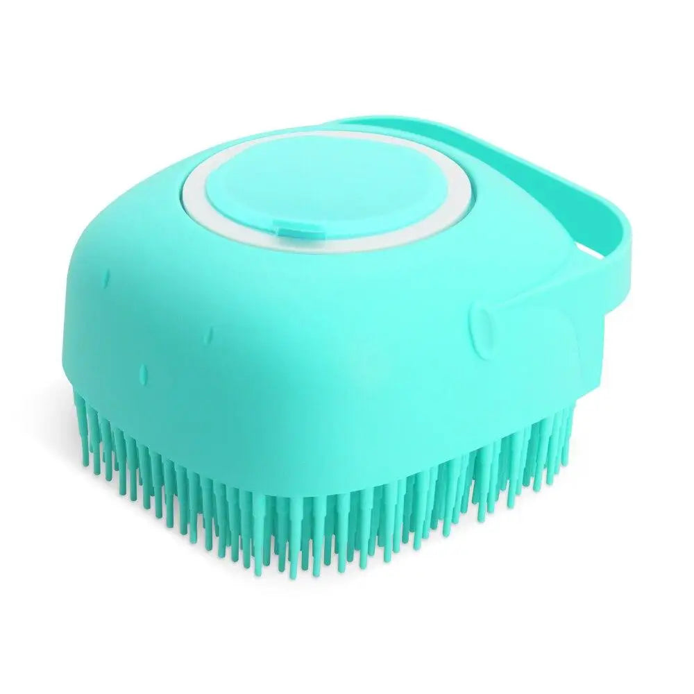 Pet Dog Shampoo Brush 2.7oz 80ml Cat Massage Comb Grooming Scrubber for Bathing Short Hair Soft Silicone Rubber SuperFye pink SuperFye