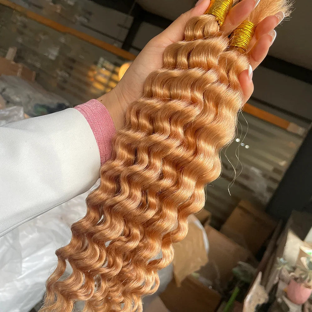 Bulk Human Hair Deep Wave For Braiding Deep Curly No Weft Brazilian Remy Hair Extensions 100 Grams Colored Grey/Ginger/Brown SuperFye 2 / 1Pcs/Lot / CHINA|24inches|100g SuperFye