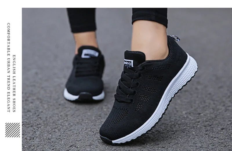 Women Casual Shoes Fashion Breathable Walking Mesh Flat Shoes Sneakers Women 2021 Gym Vulcanized Shoes White Female Footwear SuperFye A08Gray green / 42 SuperFye