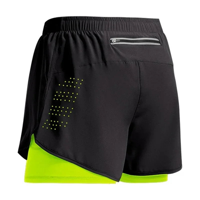 2024New Men's Fitness Training Shorts Summer 2 In 1 Quick Dry Gym Beach Running Double-deck Shorts Outdoor Sportswear Men shorts