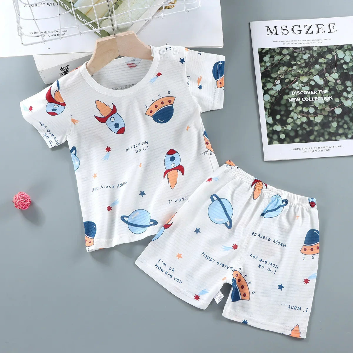 Children's Clothing Summer Short Sleeve Home Sleepwear Children Sets Kids Clothes Boy Girl T-shirt shorts Cotton Suit Baby SuperFye Style 1 / 8T SuperFye