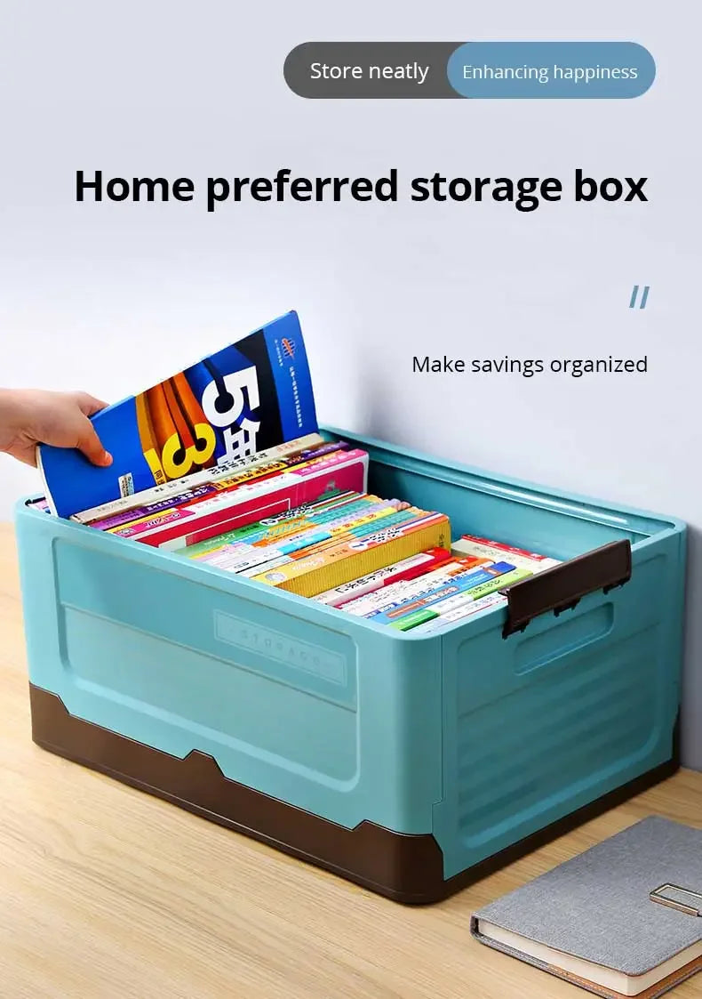 1pc Foldable Storage Box Wardrobe Storage Box Large Capacity For Toy Clothes Snacks Books Shoes Plastic Box For Car Household SuperFye 1pc blue SuperFye