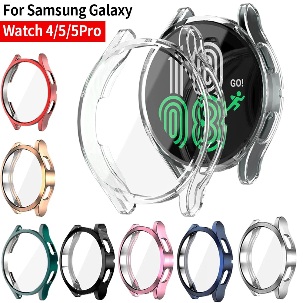 Watch Case for Samsung Galaxy Watch 4/5/6 40mm 44mm Screen Protector TPU All-Around Bumper Protective Cover for Watch 6 40mm44mm SuperFye Sliver / Galaxy Watch 4 44mm SuperFye