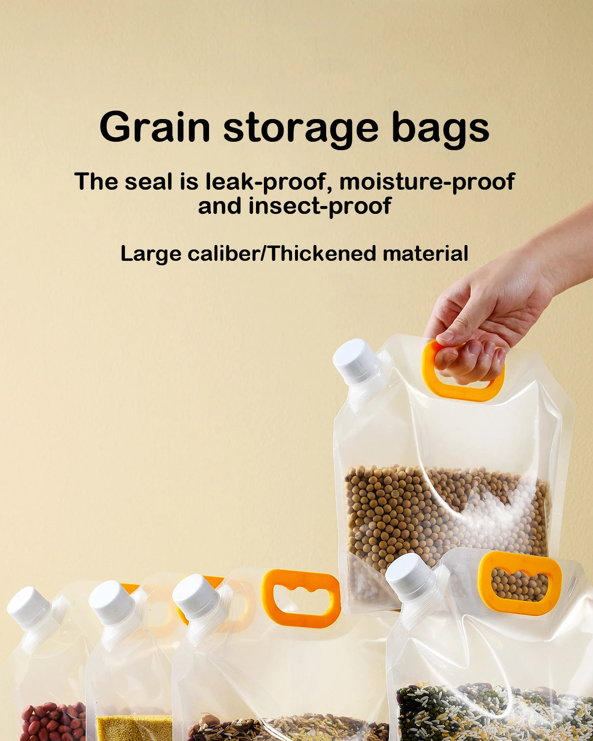 Grain Storage Bag Portable Insect Proof Moisture Proof Fresh Keeping Bag Recyclable Portable Transparent Grain Storage Bags SuperFye 500G / 2PCS SuperFye