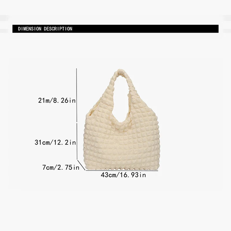 Crossbody Bag With Pleated Design Embroidered Plaid Shoulder Bag Underarm Bags Simple Large Capacity Quilted Tote Bags For Women