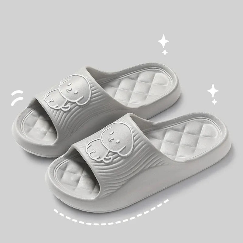 Cute Couple Pillow Slippers Female Summer Wear 2024 New Bathroom Bath Non-slip Indoor Home Eva Thick Bottom Sandals SuperFye Gray / 38-39 SuperFye