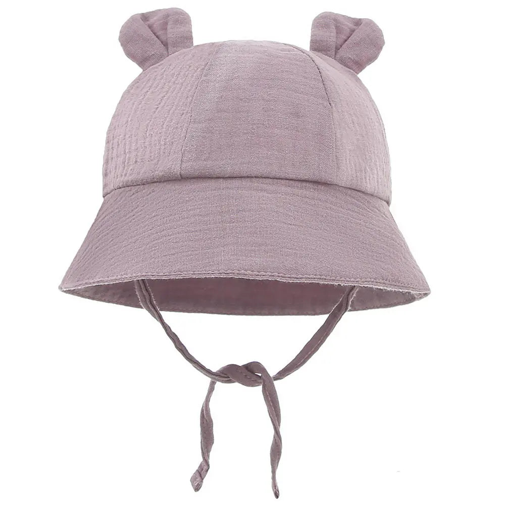 Soft Cotton Baby Sun Hat With Ears Cute Bunny Newborn Boys Girls Bucket Hat Summer Kids Toddler Panama Cap 0 to 12 Months SuperFye Purple / One Size SuperFye