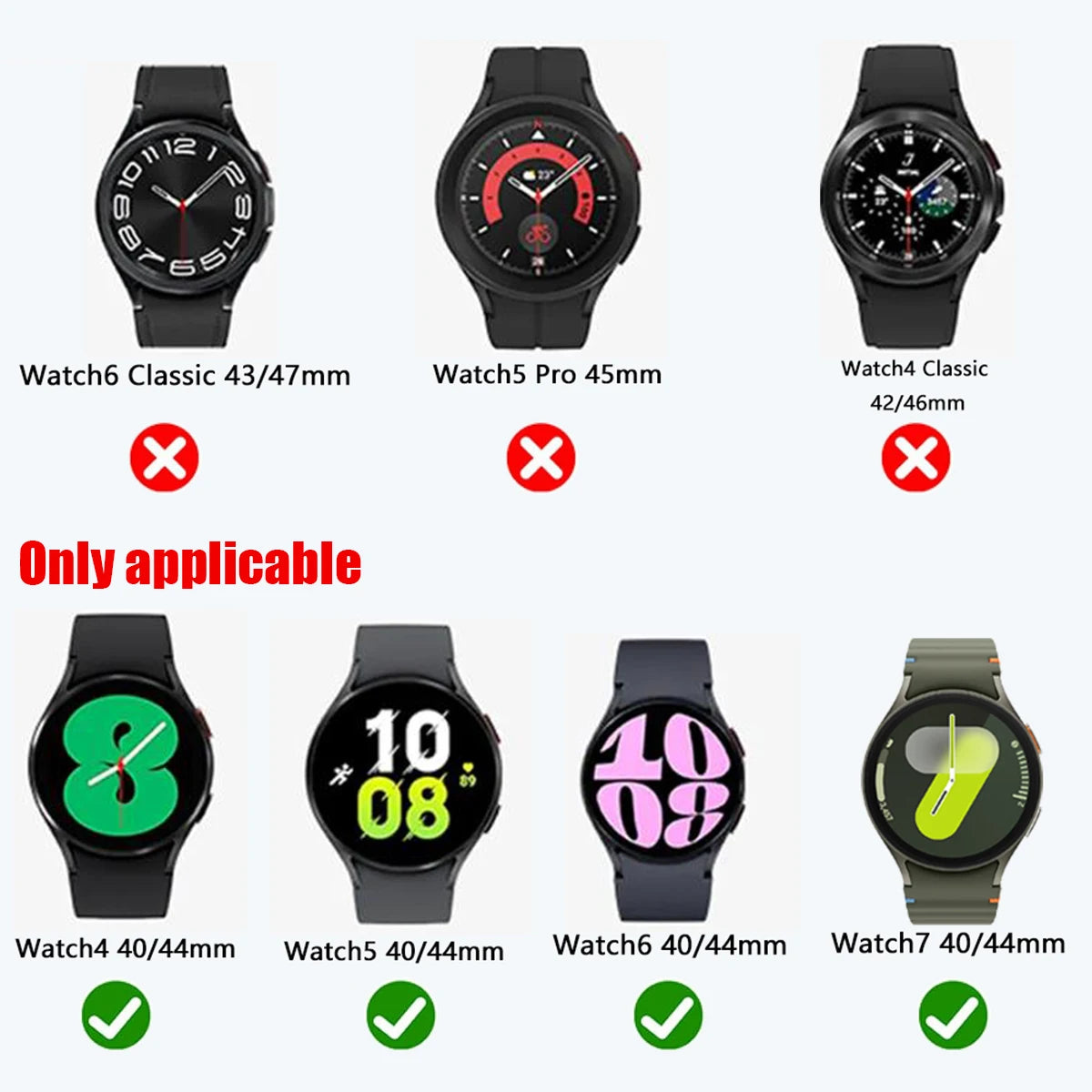 Tempered Glass+ PC Cover for Samsung Galaxy Watch4 5 6 7 44mm 40mm All Coverage Protective Bumper Case Galaxy Watch7 Accessories SuperFye Starlight / Galaxy Watch6 44mm SuperFye