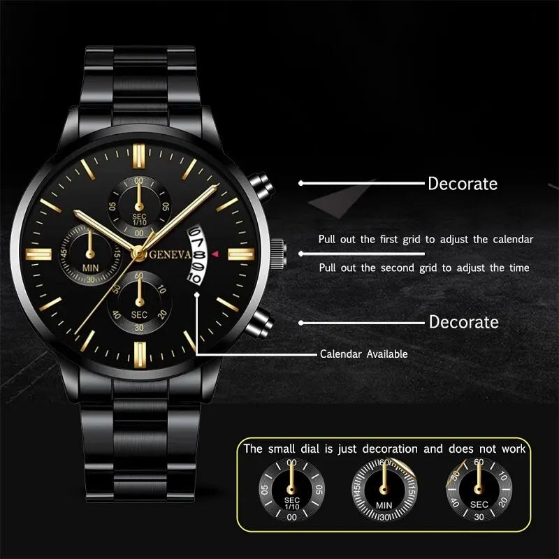 Fashion Men Stainless Steel Watch Luxury Calendar Quartz Wrist Watch Mens Business Watches for Man Clock Montre Homme SuperFye C SuperFye