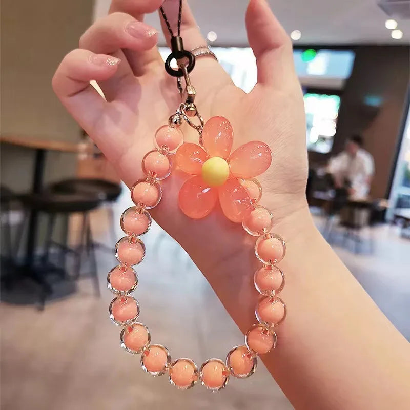 Phone Anti-lost Lanyard Key Short Wrist Pendant Colorful Macaron Round Bead Pendant Women's Hand-held Chain Mobile Phone Lanyard SuperFye 4 SuperFye