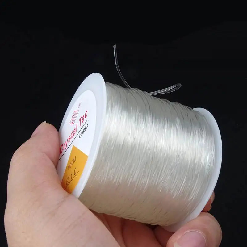 100m/Roll Elastic Crystal Jewelry Cord Beading String Strong Stretchy Thread Cords for DIY Necklace Bracelet Jewelry Making SuperFye 0.6mmX100m SuperFye