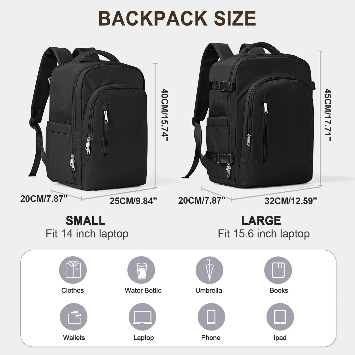 Laptop Bag Travel Backpack for Women Large Capacity Easyjet Carry-Ons 45x36x20 Backpack Ryanair 40x20x25, Men's Cabin Backpack SuperFye Black / S SuperFye