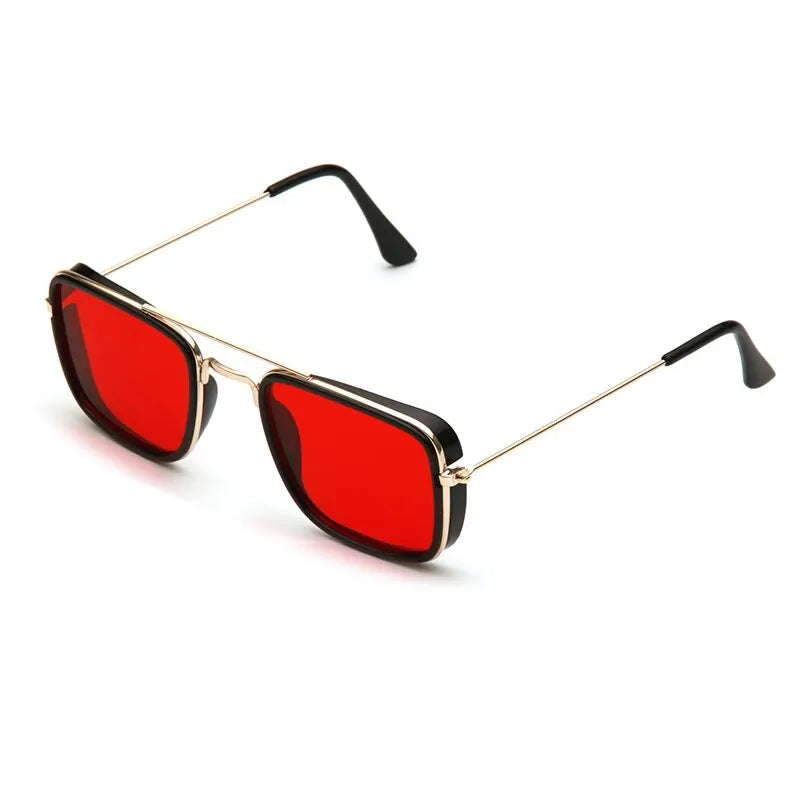 Fashion Sunglasses European and American Metal Small Square Frame Korean Version Glasses Retro Square Sunglasses UV Protection SuperFye red SuperFye