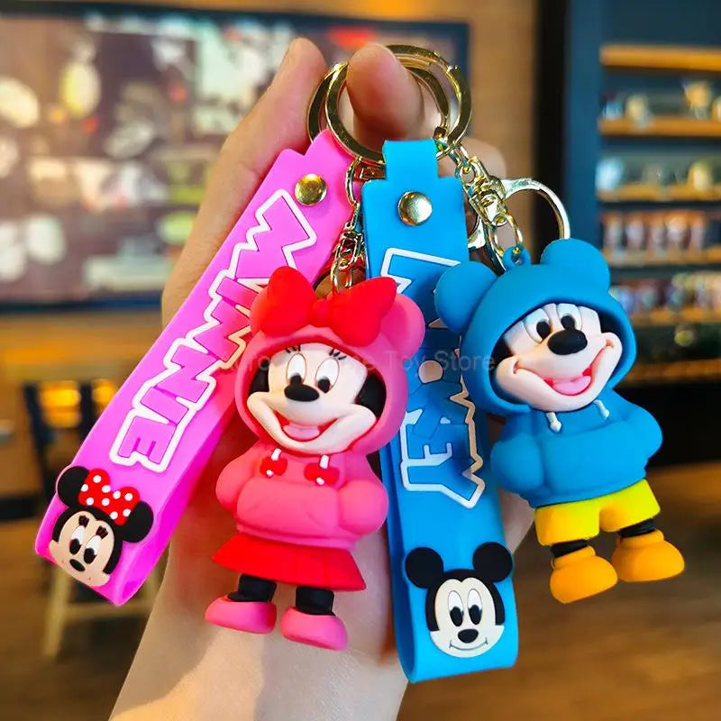 New Anime Disney Keychain Cartoon Mickey Mouse Minnie Lilo & Stitch Cute Doll Keyring Ornament Key Chain Pendant Kids Toys Gifts SuperFye WJ275B5 SuperFye