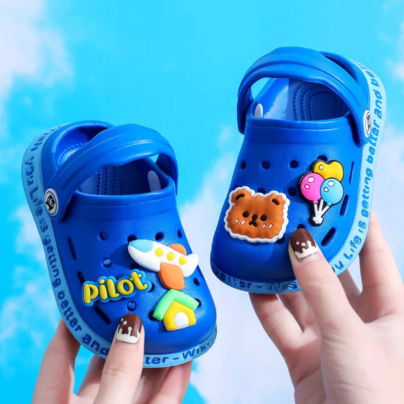 Summer Baby Shoes Sandals for Girls Boy Mules Baby Girl Shoes Cartoon Sandal Infantil for Boy Children's Garden Shoes SuperFye Navy blue bear / 18 SuperFye