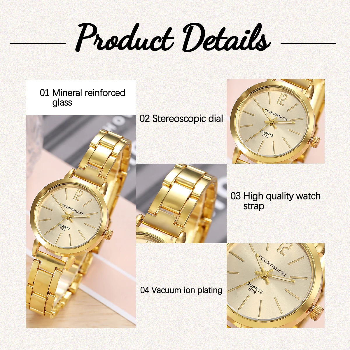 2pcs Set Watch Luxury Women Simple Dial Hollow Strap Fashion Gold Bracelet Quartz Wristwatch Student Ladies Watches Reloj Mujer SuperFye Other SuperFye