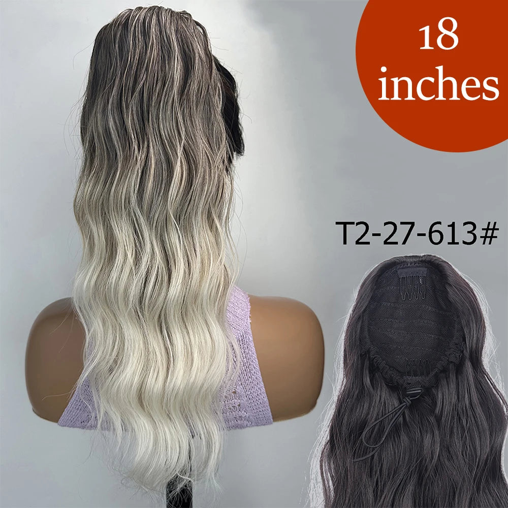 Synthetic Long Straight Claw Clip On Ponytail Hair Extensions 24Inch Heat Resistant Pony Tail Hair piece For Women Daily Party