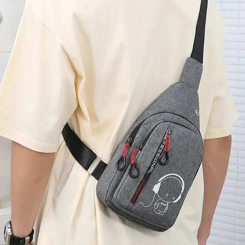 Men's Chest Bag 2024 New Casual Fashion Shoulder Bag Male Hand Crossbody Korean Cycling Backpack SuperFye Huise SuperFye