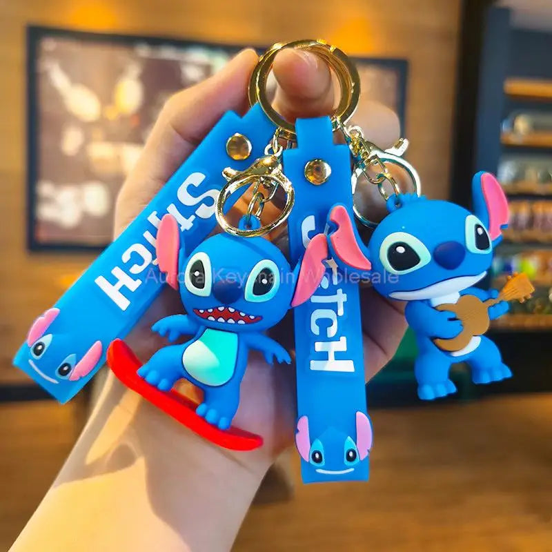 New Anime Disney Keychain Cartoon Mickey Mouse Minnie Lilo & Stitch Cute Doll Keyring Ornament Key Chain Pendant Kids Toys Gifts SuperFye WJ275B5 SuperFye