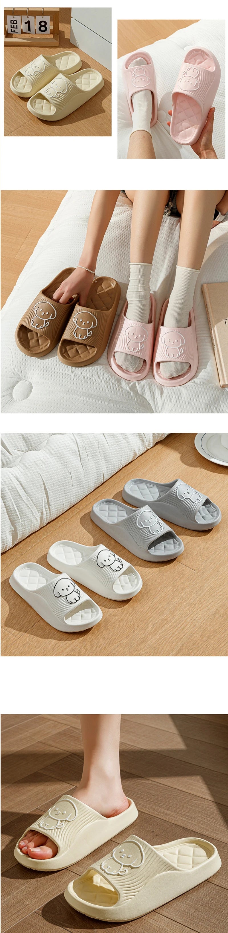 Cute Couple Pillow Slippers Female Summer Wear 2024 New Bathroom Bath Non-slip Indoor Home Eva Thick Bottom Sandals SuperFye White / 44-45 SuperFye