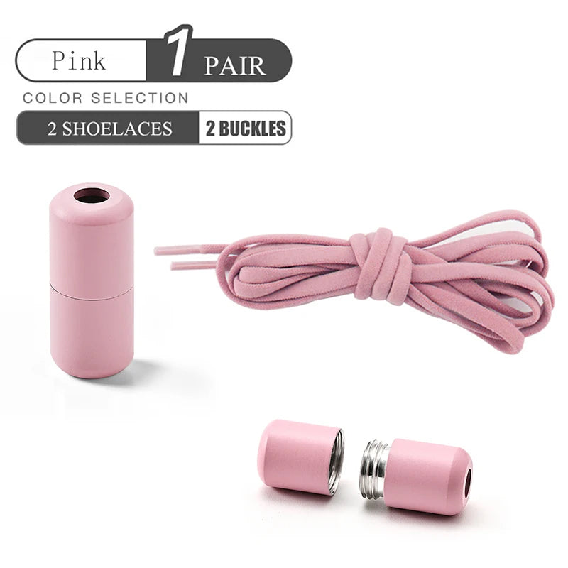 Elastic No Tie Shoelaces Semicircle Shoe Laces For Kids and Adult Sneakers Shoelace Quick Lazy Metal Lock Laces Shoe Strings SuperFye Pink / 100cm SuperFye