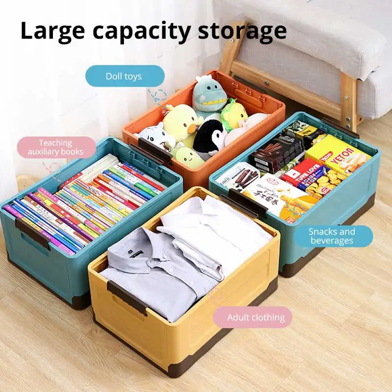 1pc Foldable Storage Box Wardrobe Storage Box Large Capacity For Toy Clothes Snacks Books Shoes Plastic Box For Car Household SuperFye 1pc blue SuperFye