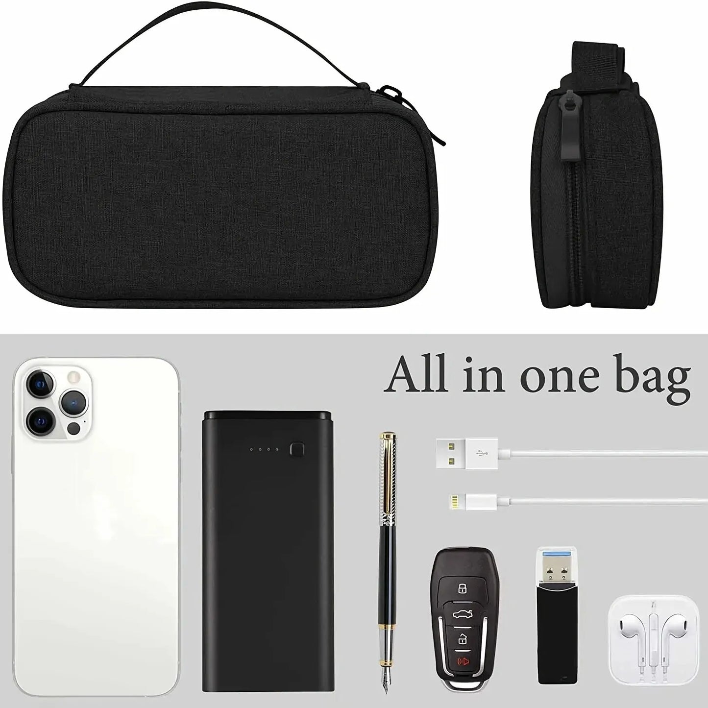 Electronics Travel Organizer Portable USB Flash Drives Accessories Case Dustproof Cord & Phone Storage Bag SuperFye Black SuperFye