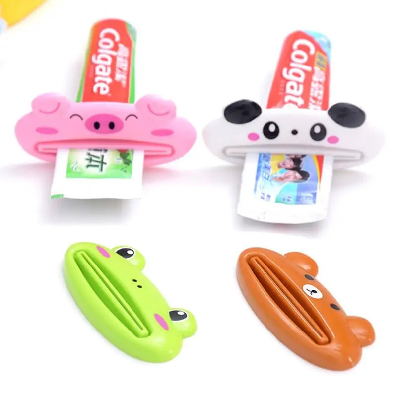 For Home Bathroom 1 Pcs Animal Easy Toothpaste Dispenser Plastic Tooth Paste Tube Toothpaste Squeezer Rolling Holder Cocina SuperFye 1pink pig 1bear SuperFye