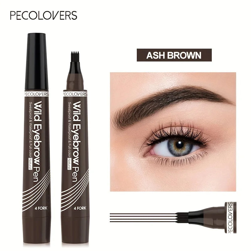 6 Colors 1pc Eyebrow Pen Waterproof 4 Split Tip Eyebrows Pen Eyebrow Tattoo Pen Waterproof Liquid Black Eyebrow Makeup Pencil