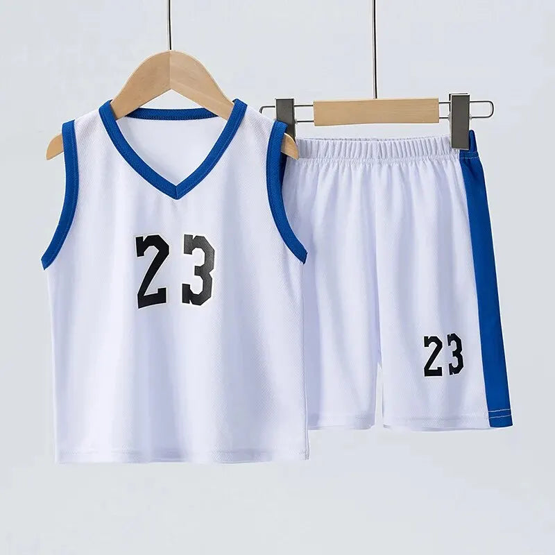 2/4Pcs Summer Children's Quick-drying Sports Suit Boys Casual Ball Sleeveless T-shirt Girls Joker Mixed Color Combination Shorts SuperFye Beige / 120 Height 110-120cm SuperFye