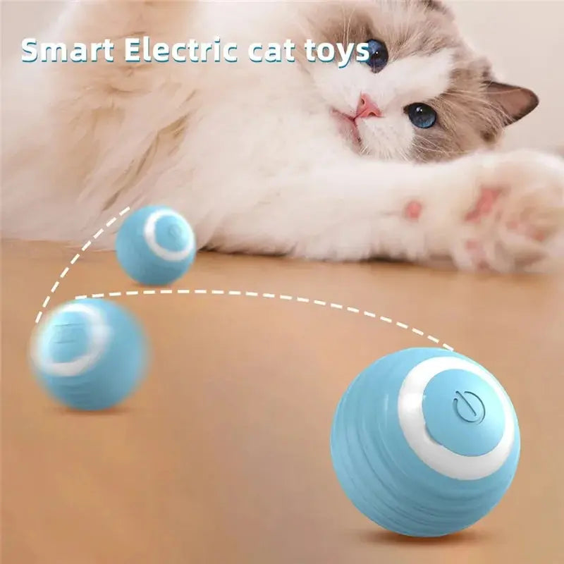 Cat Interactive Ball Training Self-moving Kitten Electric Cat Ball Toys Electronic Automatic Rolling Magic Ball Toys for Cat SuperFye Blue SuperFye