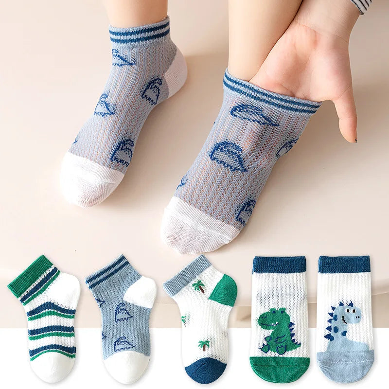 5 Pairs/Lot Children Socks Boy Girl Baby Fashion Cotton Solid Wild Soft Cozy Breathable For 1-12Y Summer Kids Casual Mesh Socks SuperFye F19902 / 9-12Years (XL) SuperFye