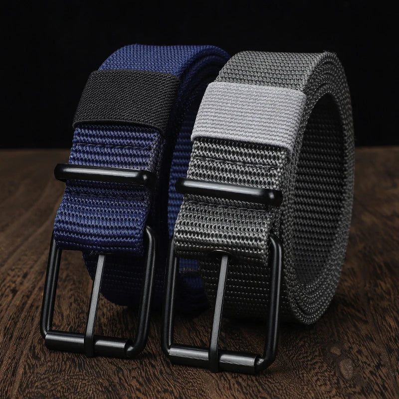 Perforated canvas belt, men's needle buckle belt, student youth Korean version, versatile jeans belt, outdoor, extende belt SuperFye Coffee / 110cm SuperFye