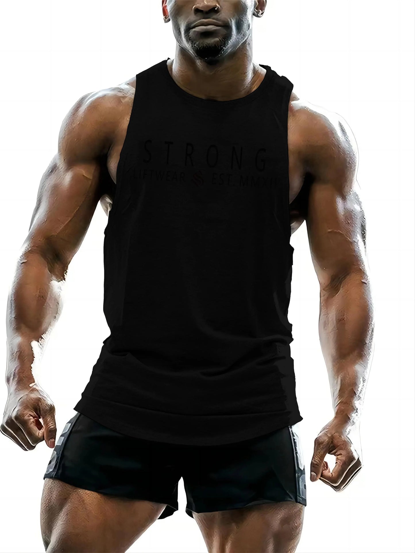 Men's Sleeveless Breathable Fashion Casual Outdoor Fitness Comfortable Quick Drying Vest T-shirt Printed Solid Color Top