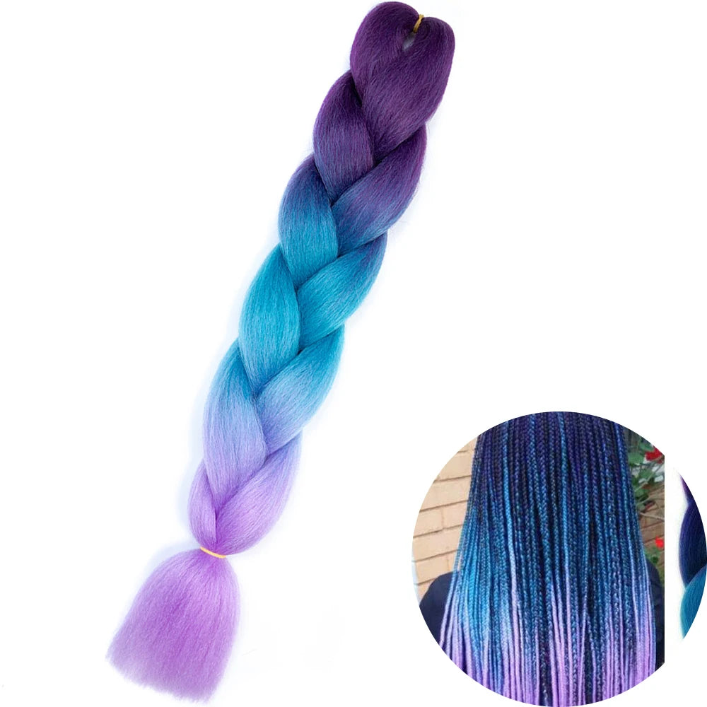 24" Synthetic Yaki Braids Hair kanekalon Ombre Braiding Hair Jumbo Braid Hair Extension For Women Hundreds of colors DIY Hair