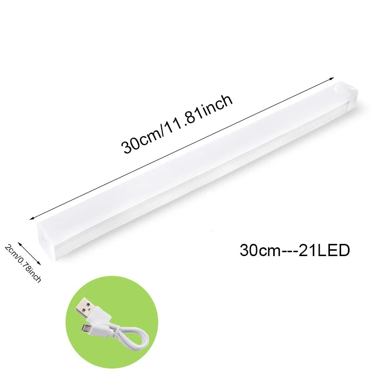 LED Motion Sensor Light Wireless LED Night Light Type C Rechargeable Light Cabinet Wardrobe Lamp Staircase Backlight For Kitchen SuperFye 30cm-21LED / Warm White SuperFye