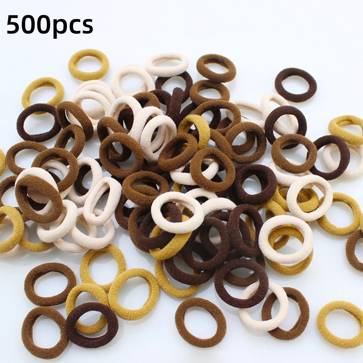 100/300/500 pcs Girls Colorful Elastic Hair Bands Ponytail Hold Hair Tie Rubber Bands Scrunchie Hair Accessories Bands for Girls SuperFye khaki / 300pcs SuperFye