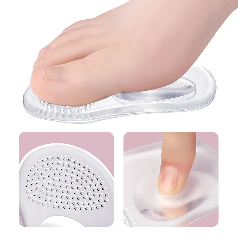 1Pair Shoe Pads Forefoot Cushion Silicone Massage Non Slip High Heels Insole Cushions Foot Cushions Pads for Feet Pain Relief SuperFye Transparent / CHINA SuperFye