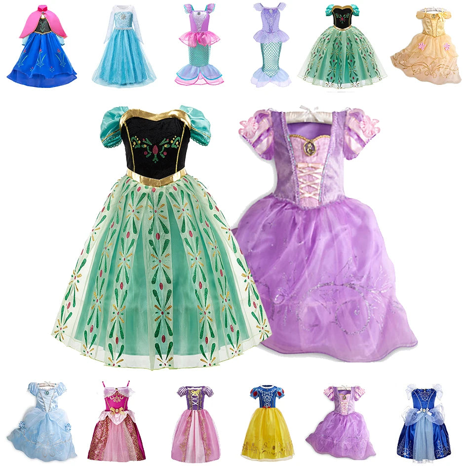 Girls Princess Dress Kids Cinderella Snow White Aurora Sofia Rapunzel Cinderella Halloween Costume Children Birthday Party Dress SuperFye DA02 / 3 Years SuperFye